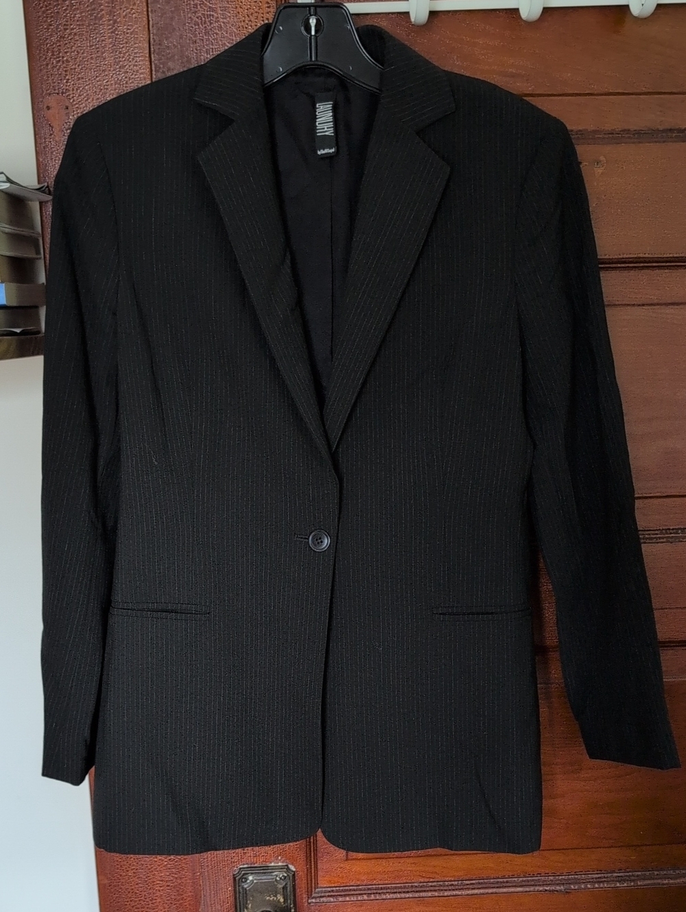 Laundry Black Pinstripe Single-Button Blazer